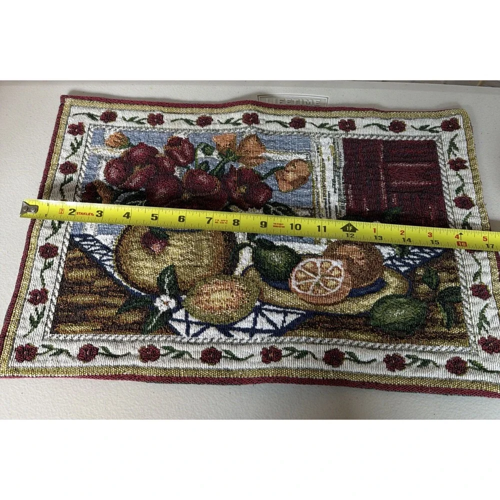 Set of 6 Country‎ Kitchen Tapestry Placemats, Floral/Fruit/Holidays 17x11